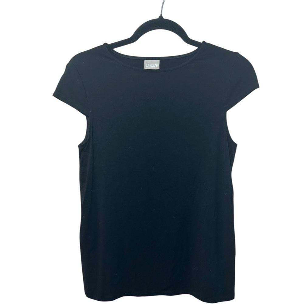 Chico’s Classic Black Cap‎ Sleeve Top